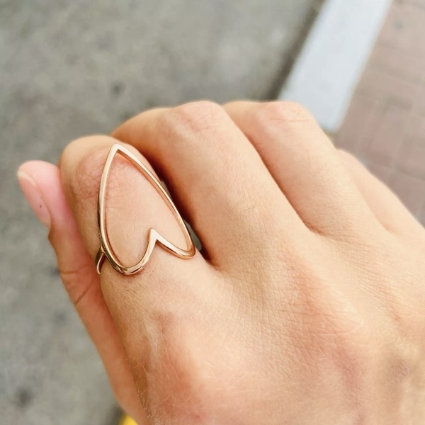 Ατσάλινο δαχτυλίδι - Steel heart - επιχρυσωμένα, καρδιά, ατσάλι, σταθερά, μεγάλα
