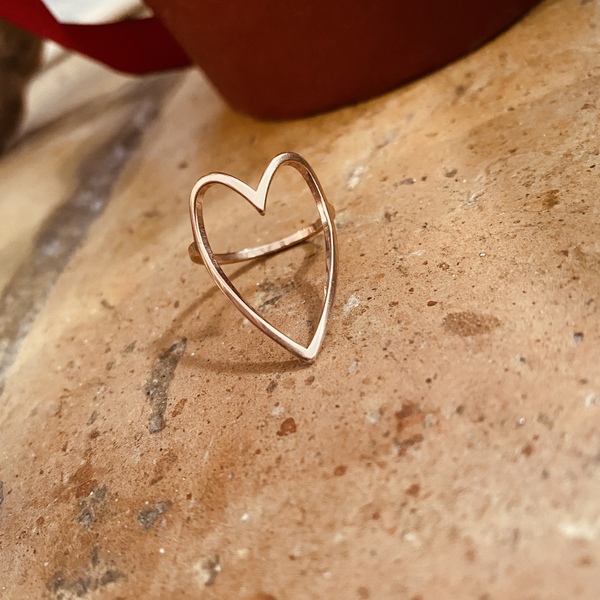 Ατσάλινο δαχτυλίδι - Steel heart - επιχρυσωμένα, καρδιά, ατσάλι, σταθερά, μεγάλα - 2
