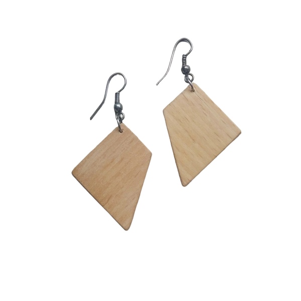 Ξύλινα σκουλαρίκια από ξύλο οξιάς - ξύλο, κρεμαστά, γάντζος