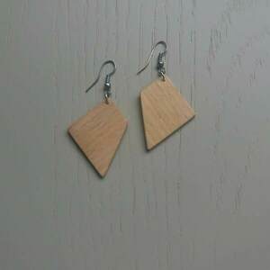 Ξύλινα σκουλαρίκια από ξύλο οξιάς - ξύλο, κρεμαστά, γάντζος - 2