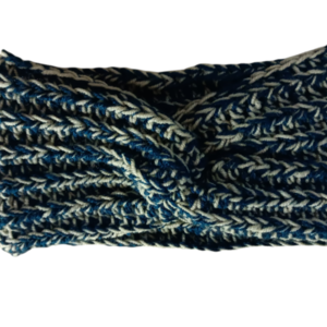 Γυναικεία πλεκτή κορδέλα μαλλιών μπλε μπεζ - headbands, μαλλί, νήμα