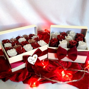 Δώρο Αγίου Βαλεντίνου κουτί αρωματικά κεριά τριαντάφυλλα λευκό/κόκκινο/ροζχρυσό 16×11,6×12cm - γυαλί, τριαντάφυλλο, αγάπη, αρωματικά κεριά, αγ. βαλεντίνου - 2