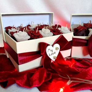 Δώρο Αγίου Βαλεντίνου κουτί αρωματικά κεριά τριαντάφυλλα λευκό/κόκκινο/ροζχρυσό 16×11,6×12cm - γυαλί, τριαντάφυλλο, αγάπη, αρωματικά κεριά, αγ. βαλεντίνου - 3