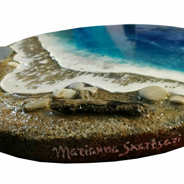 Επιτραπέζιο διακοσμητικό από ξύλο, υγρό γυαλί και ακρυλικά χρώματα 30Χ30 εκ. SISSI BEACH - mdf, διακοσμητικά - 2