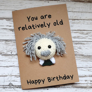 Χιουμοριστική κάρτα γενεθλίων - Albert Einstein - γενέθλια, χιουμοριστικό, amigurumi, αποφοίτηση - 2