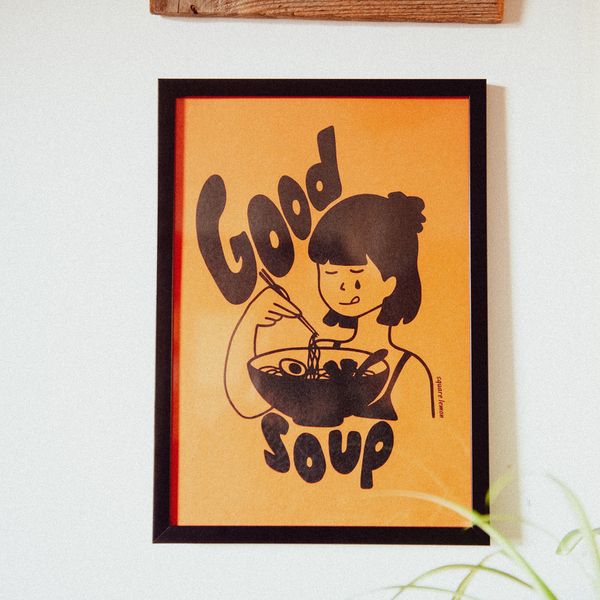 "Good Soup" handprinted print A4 - πίνακες & κάδρα