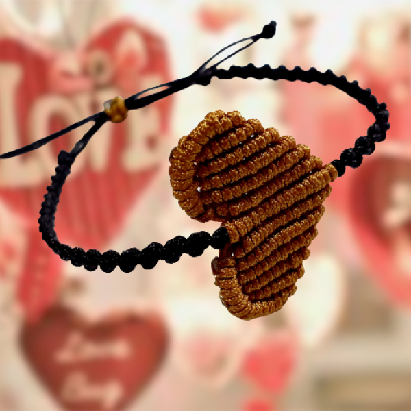Βραχιόλι με μακραμέ χρυσή καρδιά και μαύρο κορδόνι, δώρο Αγ. Βαλεντίνου - νήμα, καρδιά, μακραμέ, κοσμήματα, αυξομειούμενα - 2