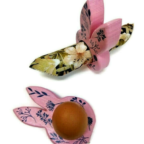 Ξύλινη Βάση Λαγός για Αυγό η Χαρτοπετσέτες ....11χ7 εκ. σε ροζ χρωμα. Τιμη για ενα κομματι. Χειροποίητο Διακοσμητικό - ξύλο, διακοσμητικά, ζευγάρια, για παιδιά, πασχαλινά δώρα - 2