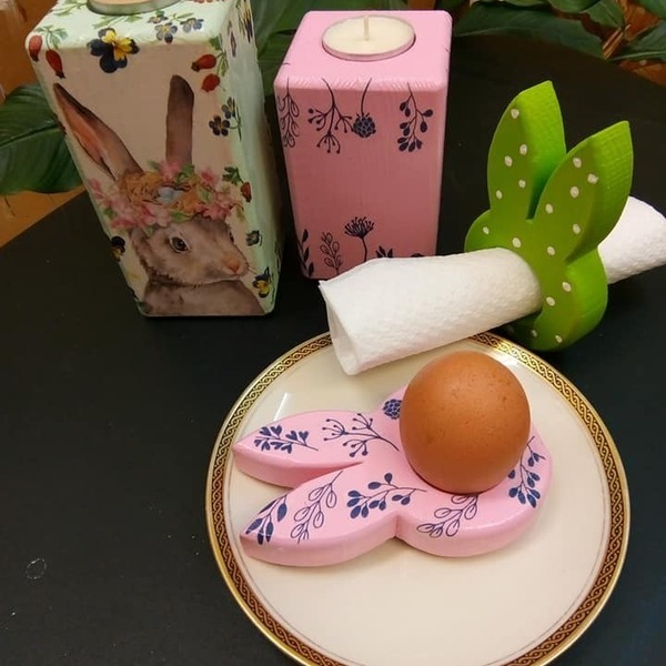 Ξύλινη Βάση Λαγός για Αυγό η Χαρτοπετσέτες ....11χ7 εκ. σε ροζ χρωμα. Τιμη για ενα κομματι. Χειροποίητο Διακοσμητικό - ξύλο, διακοσμητικά, ζευγάρια, για παιδιά, πασχαλινά δώρα - 4