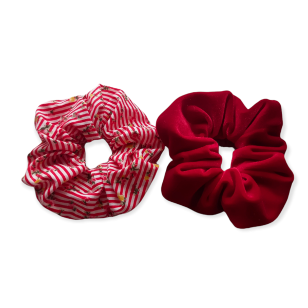 set scrunchies κόκκινα - ύφασμα, λαστιχάκια μαλλιών