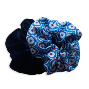 set scrunchies μπλε - ύφασμα, λαστιχάκια μαλλιών