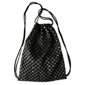 Χειροποίητο backpack 33Χ42 σακιδιο πλατης μαυροασπρη σκακιερα, allday, βαμβακερο υφαντό - ύφασμα, πουγκί, πλάτης, σακίδια πλάτης, all day