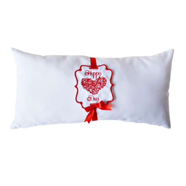 Happy Valentines Pillow - ύφασμα, κεντητά, διακοσμητικά, αγ. βαλεντίνου, μαξιλάρια