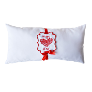 Happy Valentines Pillow - ύφασμα, κεντητά, διακοσμητικά, αγ. βαλεντίνου, μαξιλάρια