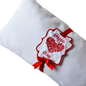 Happy Valentines Pillow - ύφασμα, κεντητά, διακοσμητικά, αγ. βαλεντίνου, μαξιλάρια - 2