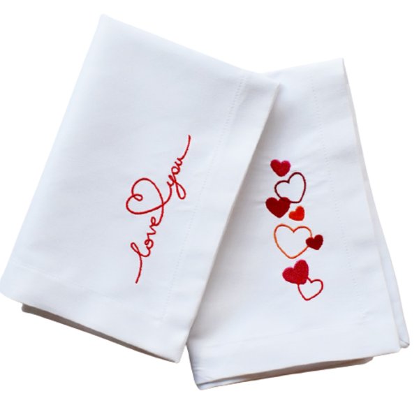 Napkins for lovers 2 - ύφασμα, βαμβάκι, κεντητά, διακοσμητικά, πετσέτες φαγητού