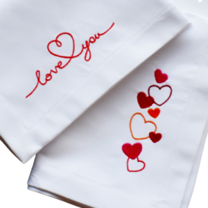 Napkins for lovers 2 - ύφασμα, βαμβάκι, κεντητά, διακοσμητικά - 2