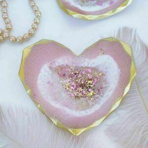 Θήκη κοσμημάτων καρδιά από υγρό γυαλί - πλαστικό, καρδιά, δώρα γενεθλίων, κοσμηματοθήκη, δώρα για γυναίκες - 4