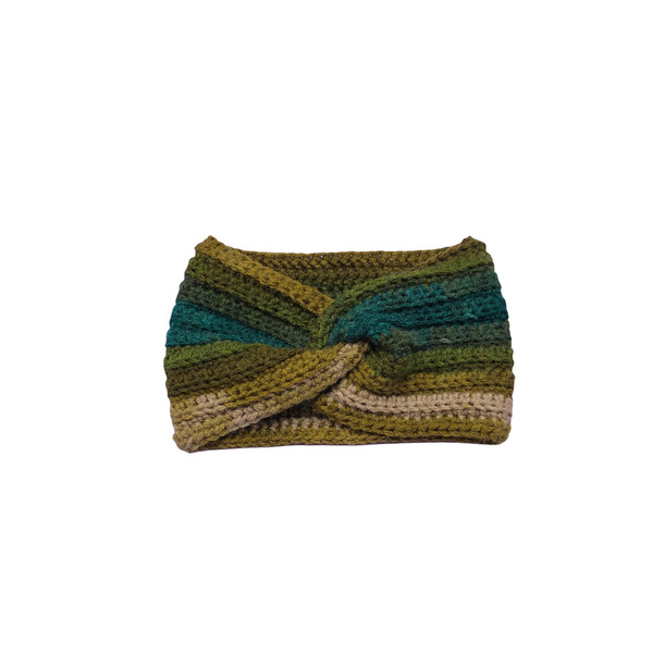 Κορδέλα μαλλιών πλέκτη headband πολύχρωμη πράσινο - νήμα, για τα μαλλιά, δώρα για γυναίκες, headbands