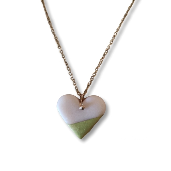 The Heart pendant - καρδιά, πηλός, μακριά, ατσάλι, μενταγιόν