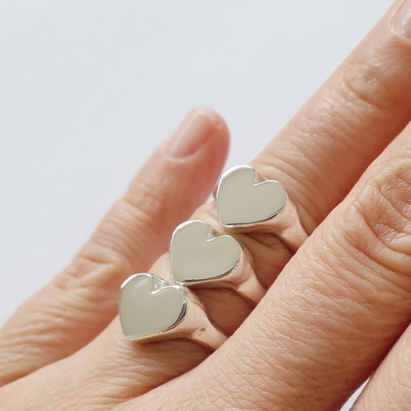 Επιχρυσωμένο Δαχτυλιδι Σεβαλιέ Καρδιά απο Ασήμι 925 | Heart Signet Ring |Chevalier - ασήμι 925, καρδιά, σταθερά - 2