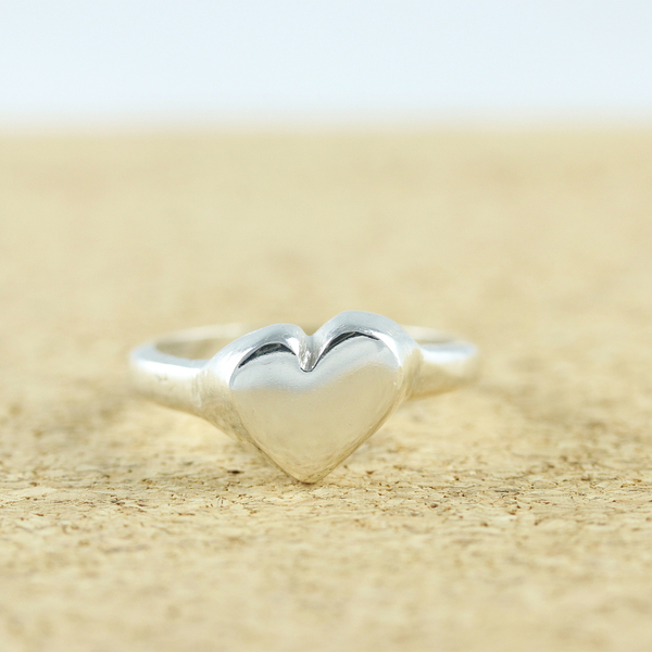 Επιχρυσωμένο Δαχτυλιδι Σεβαλιέ Καρδιά απο Ασήμι 925 | Heart Signet Ring |Chevalier - ασήμι 925, καρδιά, σταθερά - 3