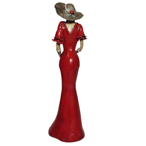 Κεραμική γυναικεία φιγούρα με καπέλο.Υ38×Π10×Μ10 - δώρο, πηλός, κεραμικό, διακοσμητικά - 3