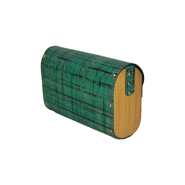 Χειροποίητη τσάντα από ξύλο και δέρμα (Μικρό μέγεθος πράσινο) - δέρμα, ξύλο, ώμου, χιαστί, μικρές - 2