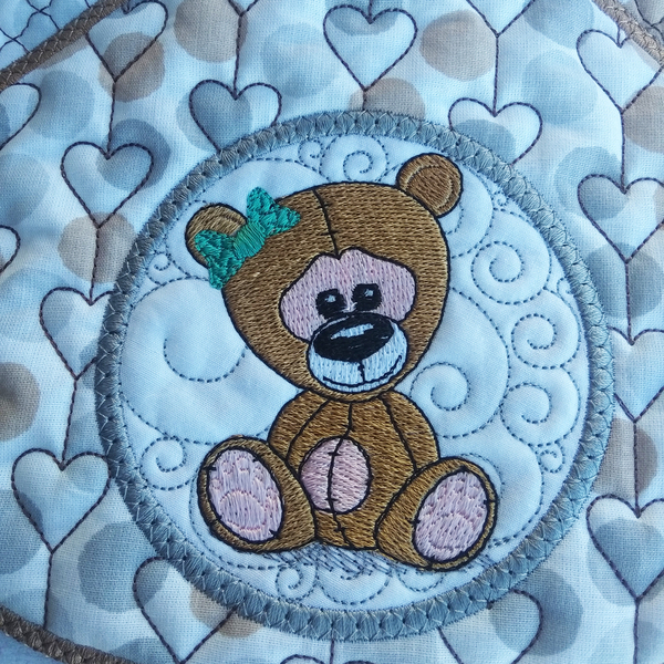 Σαλιάρα Βρεφική Κεντητή Πουά Teddy Bear - κεντητά, κορίτσι, χειροποίητα, αρκουδάκι, σαλιάρες - 4