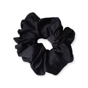 Black scrunchie σατεν ή βαμβακερό - λαστιχάκια μαλλιών, ύφασμα