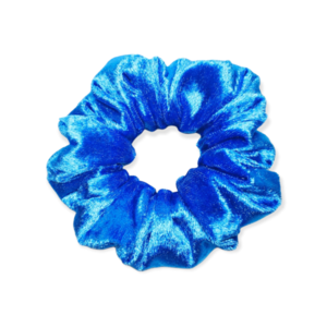 Βελούδινο μπλε scrunchie - ύφασμα, λαστιχάκια μαλλιών