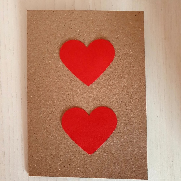 Κάρτα craft καρδούλες κόκκινες 15εκ. - καρδιά, χαρτί, δώρο, αγ. βαλεντίνου, ευχετήριες κάρτες - 2
