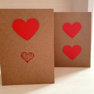 Κάρτα craft καρδούλες κόκκινες 15εκ. - καρδιά, χαρτί, δώρο, αγ. βαλεντίνου, ευχετήριες κάρτες - 3