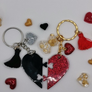 Valentine handmade Keychain for couple - γυαλί, μπρελόκ, δώρα αγίου βαλεντίνου