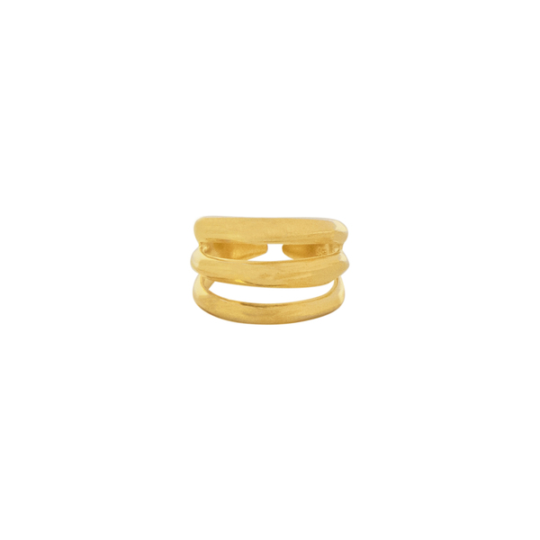 Δαχτυλίδι Αυξομειούμενο "Triple" - επιχρυσωμένα, ορείχαλκος, boho, μεγάλα, αυξομειούμενα - 2