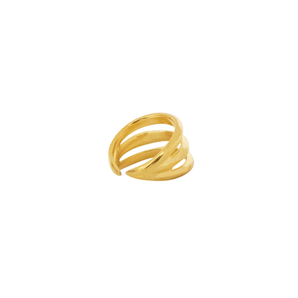Δαχτυλίδι Αυξομειούμενο "Triple" - επιχρυσωμένα, ορείχαλκος, boho, μεγάλα, αυξομειούμενα - 4