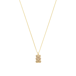 Κολιέ Αρκουδάκι με Zircon "Mini Bear" - charms, γυναικεία, ασήμι 925, κοντά, boho