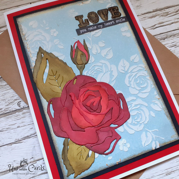 Ρομαντική κάρτα με κόκκινο τριαντάφυλλο - τριαντάφυλλο, romantic, γενέθλια, επέτειος, αγ. βαλεντίνου - 2