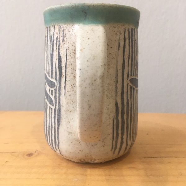 Κούπα κεραμική χειροποίητή Λιβελούλα - φυσικό με στίγματα (10.5*11.5 cm) - πηλός, κεραμικό, χειροποίητα, κούπες & φλυτζάνια - 3