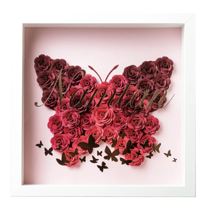 Κάδρο - Κορνίζα πεταλούδα με λουλούδια - πίνακες & κάδρα, δώρο, λουλούδια