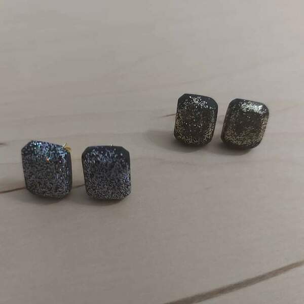 Σκουλαρίκια καρφωτά μικρά gem - 1,5εκ - ορείχαλκος, πηλός, καρφωτά, μικρά - 3