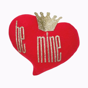 Χειροποίητη κατακόκκινη καρδιά 15 εκατοστά με glitter μήνυμα "be mine" - ύφασμα, αγάπη, χειροποίητα, διακοσμητικά, ζευγάρια