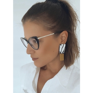Geometric earrings - πηλός, ατσάλι - 2