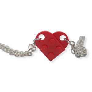 Κολιε κόκκινη καρδιά με αλυσίδα - μήκος 50 εκ - αλυσίδες, πλαστικό, καρδιά, κοσμήματα - 2