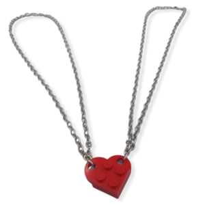 Κολιε κόκκινη καρδιά με αλυσίδα - μήκος 50 εκ - αλυσίδες, πλαστικό, καρδιά, κοσμήματα - 3