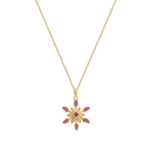 Κολιέ Λουλούδι με Zircon "Starflower" - charms, ασήμι 925, αστέρι, μακριά, λουλούδι - 2