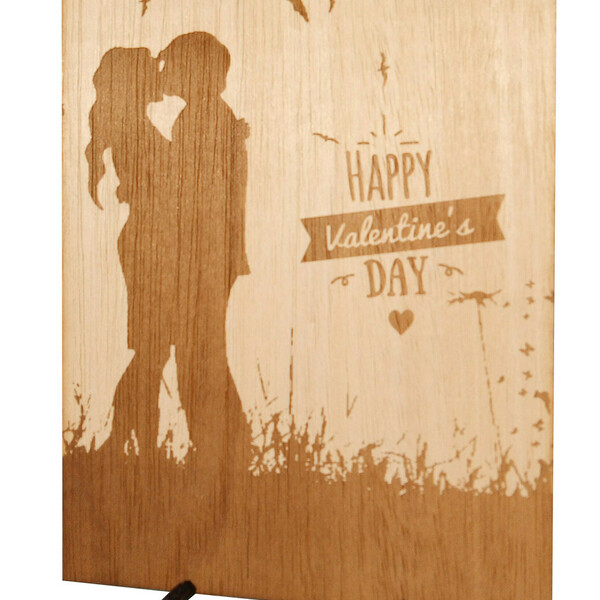 Happy Valentine’s day – επιτραπέζιο στάντ διαστάσεων 14 Χ 20 Χ 0.5 cm - υλικό κοντρά πλακέ - ξύλο, ευχετήριες κάρτες