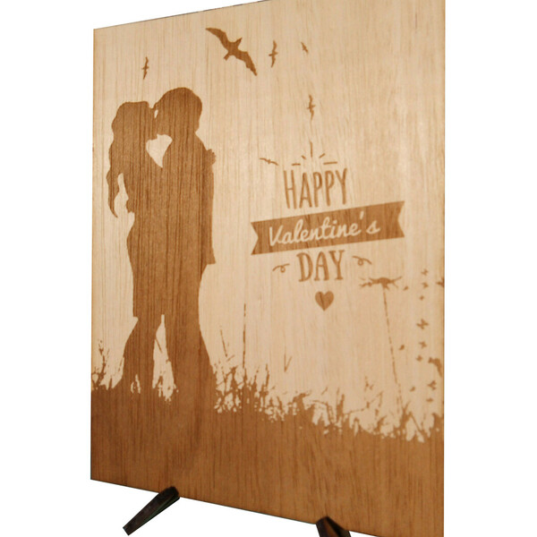Happy Valentine’s day – επιτραπέζιο στάντ διαστάσεων 14 Χ 20 Χ 0.5 cm - υλικό κοντρά πλακέ - ξύλο, ευχετήριες κάρτες - 2