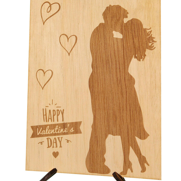 Happy Valentine’s day – επιτραπέζιο στάντ διαστάσεων 14 Χ 20 Χ 0.5 cm - υλικό κοντρά πλακέ - ξύλο, ευχετήριες κάρτες
