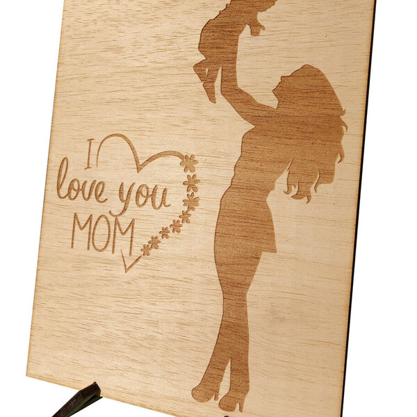 I love you mom – επιτραπέζιο στάντ διαστάσεων 14 Χ 20 Χ 0.5 cm - υλικό κοντρά πλακέ - ευχετήριες κάρτες - 2